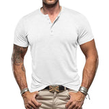 Men's Casual Henley Collar Short Sleeve T-Shirt 76662406Y