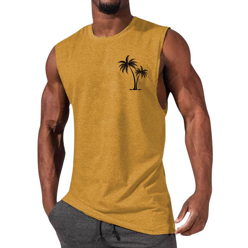 Camiseta deportiva informal con cuello redondo y estampado para hombre 12305907X