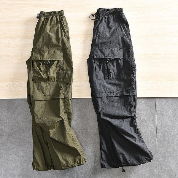 Men's Casual Lightweight Breathable Nylon Multi-Pocket Pleated Cargo Pants 62006598M