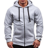 Men's Retro Casual Solid Color Hooded Zipper Sweatshirt 28562617TO