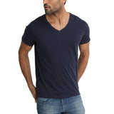 Men's Casual V-Neck Cotton Blend Breathable Short Sleeve Slim Fit T-Shirt 72350881M
