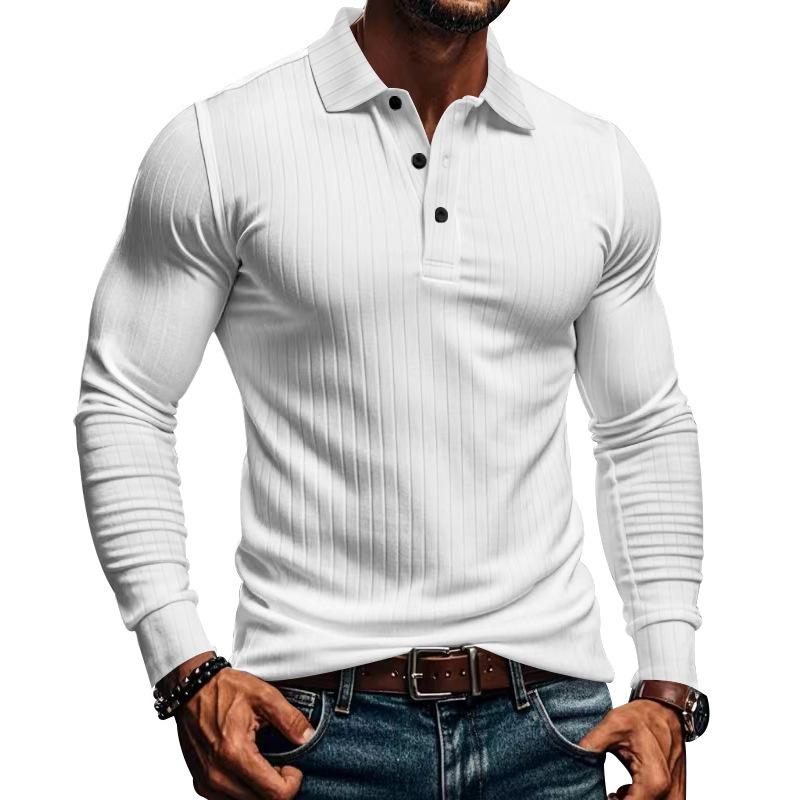 Men's Casual Elastic Long Sleeve POLO Shirt 38636391X