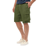 Men's Casual Linen Multi-Pocket Solid Color Shorts 68094733M
