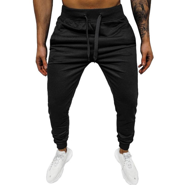 Men's Casual Solid Color Elastic Waist Loose Sports Pants 12510361M