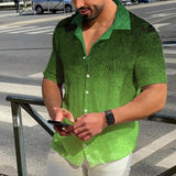 Men's Short Sleeve Lapel Gradient Hawaiian Print Shirt 05666854X