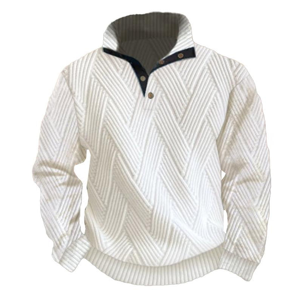 Men's Printed Henley Collar Long Sleeve Sweatshirt 52620218X