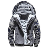 Men's Fleece Camouflage Thickened Warm Hooded Jacket 68268493U