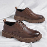 Men's Retro British Style Thick-Soled Lace-Up Cowhide Shoes 31728348M