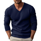 Men's Basic Solid Color Pullover V-Neck Sweater 86628278Y