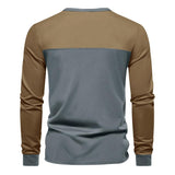 Men's Slim Fit Long Sleeve Paneled Bottoming Henley T-Shirt 88312026X