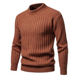 Men's Solid Color Crew Neck Knitted Pullover Sweater 72547782X