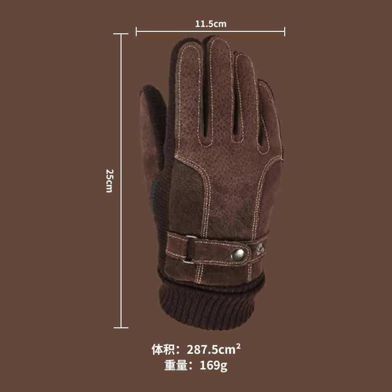 Herren Herbst Und Winter Plus Samt Baumwolle Dick Warm Touchscreen Schweinsleder Handschuhe 56642107K