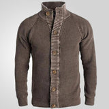 Men's Casual Stand Collar Solid Color Single Breasted Knitted Cardigan 64989213M