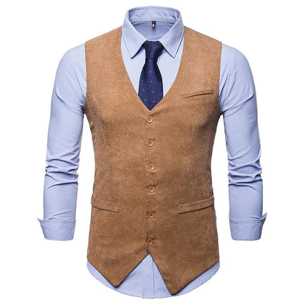 Men's Casual Solid Color Corduroy Suit Vest 47651017Y