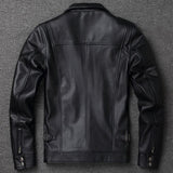 Men's Retro Motorcycle Multi-Pocket Lapel Leather Jacket 41655772Y