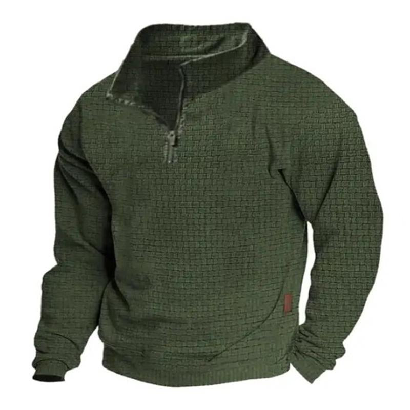 Sweat-shirt à manches longues et col montant pour homme, style décontracté, pour l'extérieur, avec fermeture éclair, 24099781M