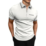 Men's Color Block Chest Pocket Short Sleeve Polo Shirt 92120714Y