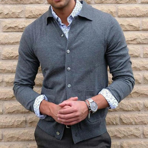 Men's Retro Casual Solid Color Pocket Sweater 12728356TO