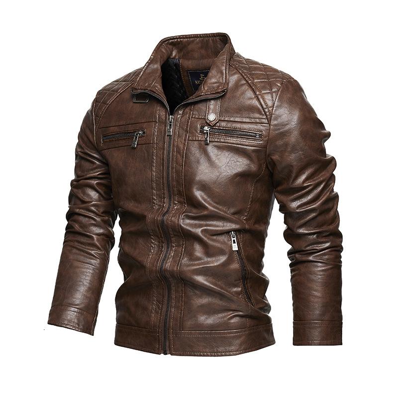 Men's American Retro Leather Motorcycle Jacket 27568455X