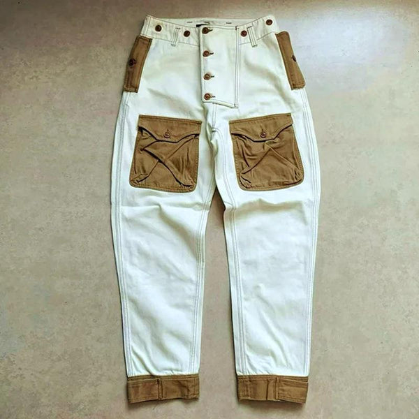 Men's Multi-Pocket Contrast Cargo Pants 53661584X