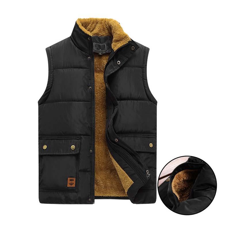 Men's Autumn And Winter Classic Plus Velvet Cotton Stand Collar Vest 91365891K