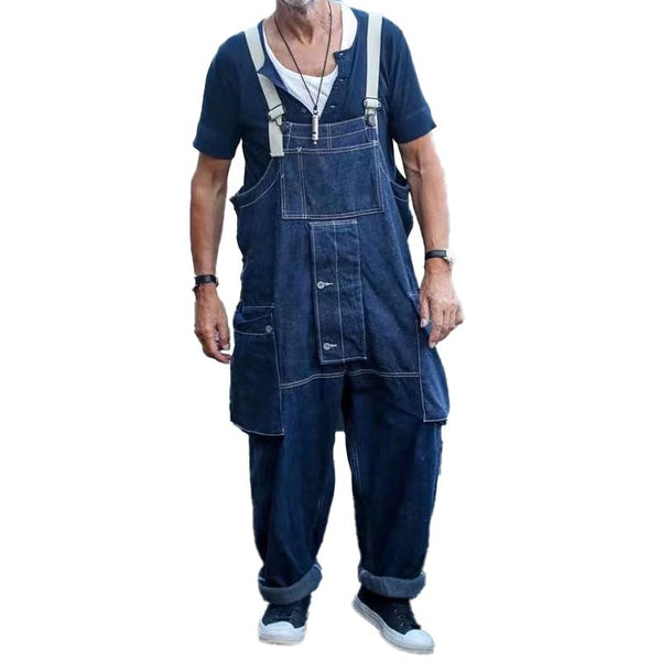 Men's Vintage Loose Multi-Pocket Denim Overalls 82570644Y