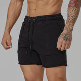 Men's Solid Color Sports Fitness Drawstring Shorts 06398847Y