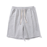 Men's Solid Cotton Elastic Waist Straight Sports Shorts 66099410Z
