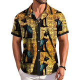 Men's Retro Rich Persian Cat Lapel Short Sleeve Shirt 97291439TO