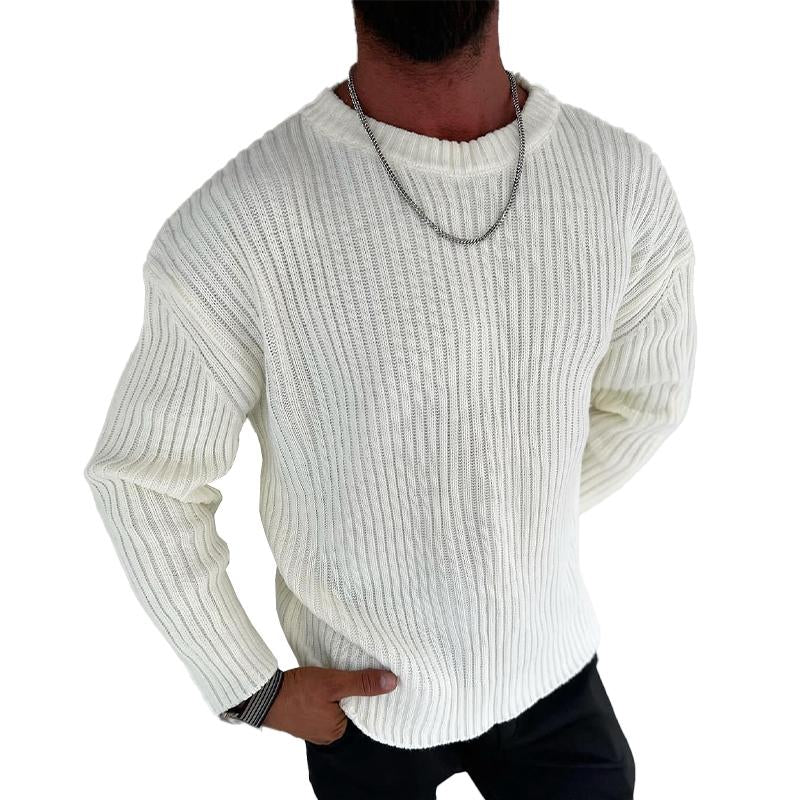 Men's Solid Color Crew Neck Casual Sweater 31519581X