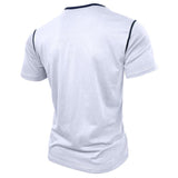 Men's Casual Color Block Henley Collar Short Sleeve T-Shirt 85764832Y
