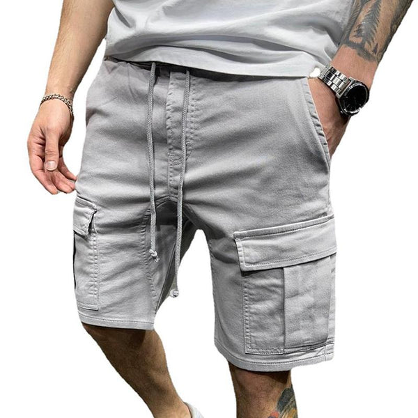 Men's Casual Solid Color Multi-pocket Cargo Shorts 18398228M