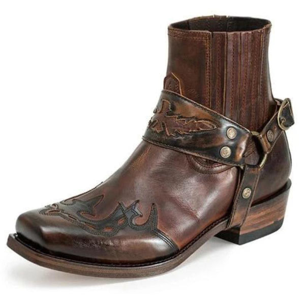 Men's Vintage Burnt Low Heel Rider Boots 93443717TO