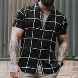 Men's Casual Plaid Print Short Sleeve Shirt 03611213TO