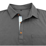 Men's Solid Color Button-Down Lapel Long-Sleeved Polo Shirt 74697399Y