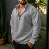 Men's Solid Color Fleece Half Zipper Sweatshirt 15532693X