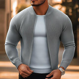 Men's Knitted Solid Color Zipper Cardigan 01963246X