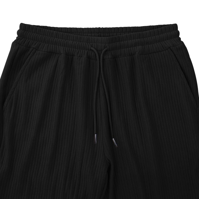 Men's Casual Striped Jacquard Elastic Waist Loose Straight Pants 62934273M