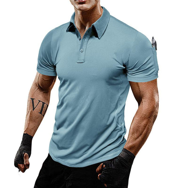 Men's Outdoor Solid Lapel Short Sleeve Casual Polo Shirt 54333479Z