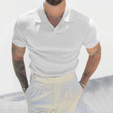 Men's Solid Color Knitted Slim Fit Short-Sleeved Polo Shirt 46264707Y