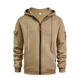 Men's Solid Color Hooded Multi-pocket Zipper Jacket 89390335Z