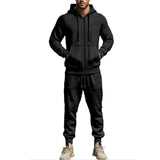 Men's Casual Fleece Zipper Hooded Jacket Sports Pants Set 00114936M