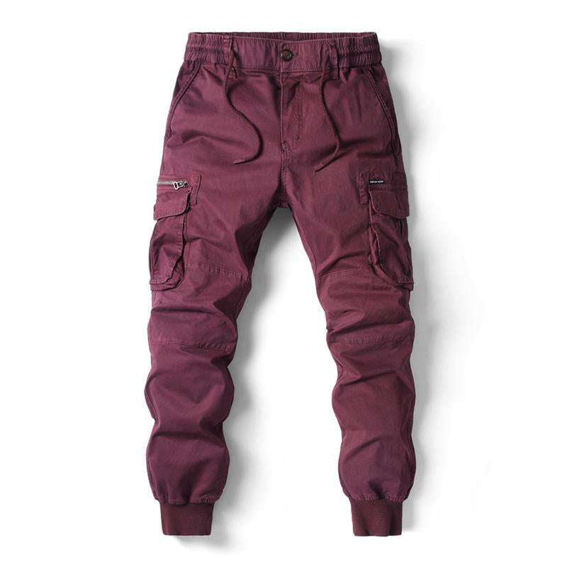 Men's Casual Outdoor Multi-Pocket Elastic Waist Cargo Pants 67665522M
