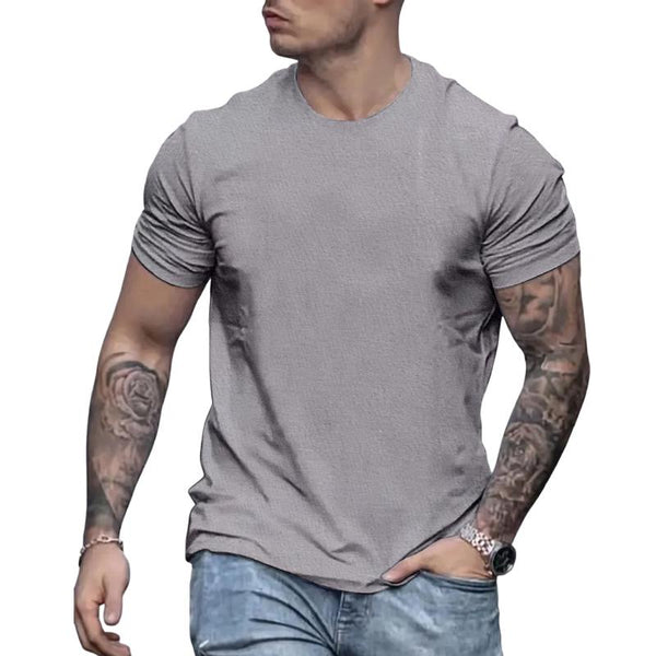 Men's Round Neck Solid Color Casual Short-sleeved T-shirt 96990283X