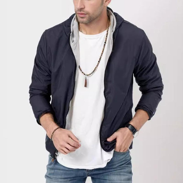 Men's Casual Sports Solid Color Zipper Double-sided Jacket 44731055X