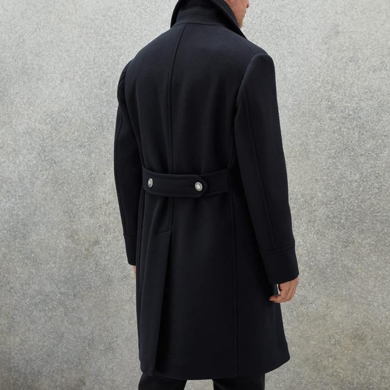 【Expédition 24 heures】Manteau mi-long croisé en laine mélangée à revers vintage pour homme 28292699M