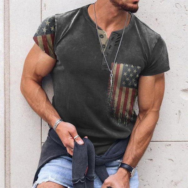 Men's Round Neck Printed Short Sleeve T-Shirt 24819351X