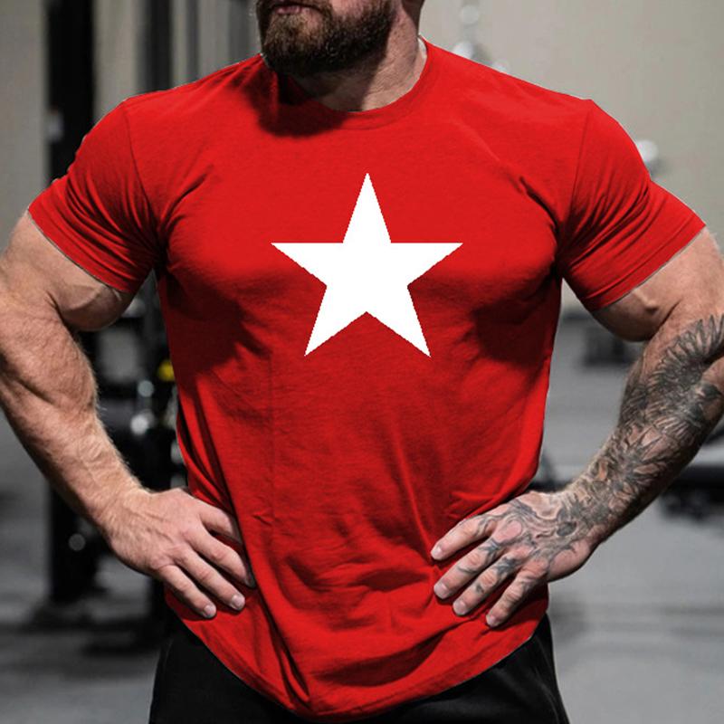 Men's Casual Round Neck Star Print Short Sleeve T-Shirt 29603933M