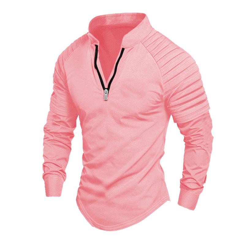 Men's Solid Color Stand Collar Half Zip Sweatshirt 31248842X