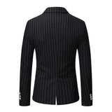 Men's Casual Striped Peaked Lapel Double Breasted Slim Fit Blazer 38287453M